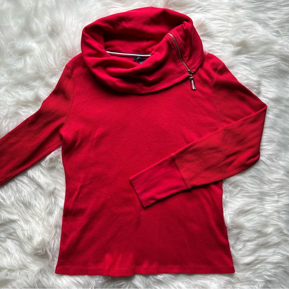 Tommy Hilfiger Funnel Zip Neck Top
